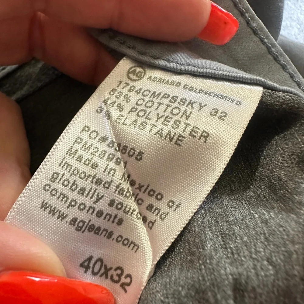 AG Adriano Goldschmied Everett Slim Straight Gray‎ Pants 40x32 Italian Fabric